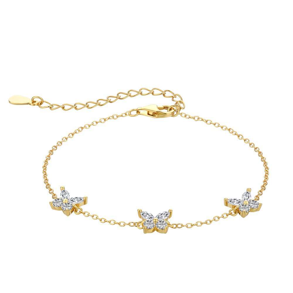 925 Silver Butterfly Bracelet with Cubic Zirconia