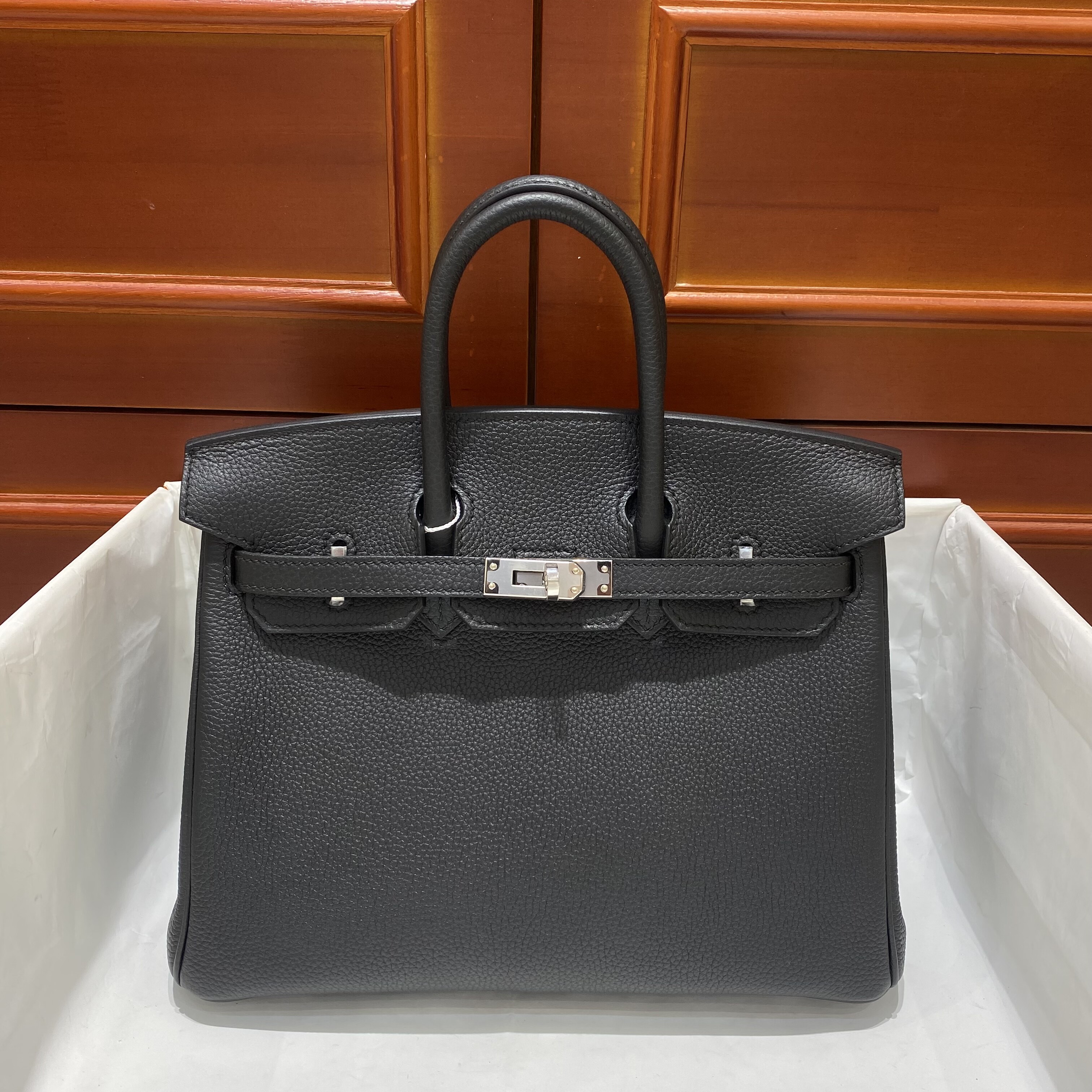 BK25 Classic luxury women's bag Black togo leather silver buckle large capacity fashion atmospheric handbag