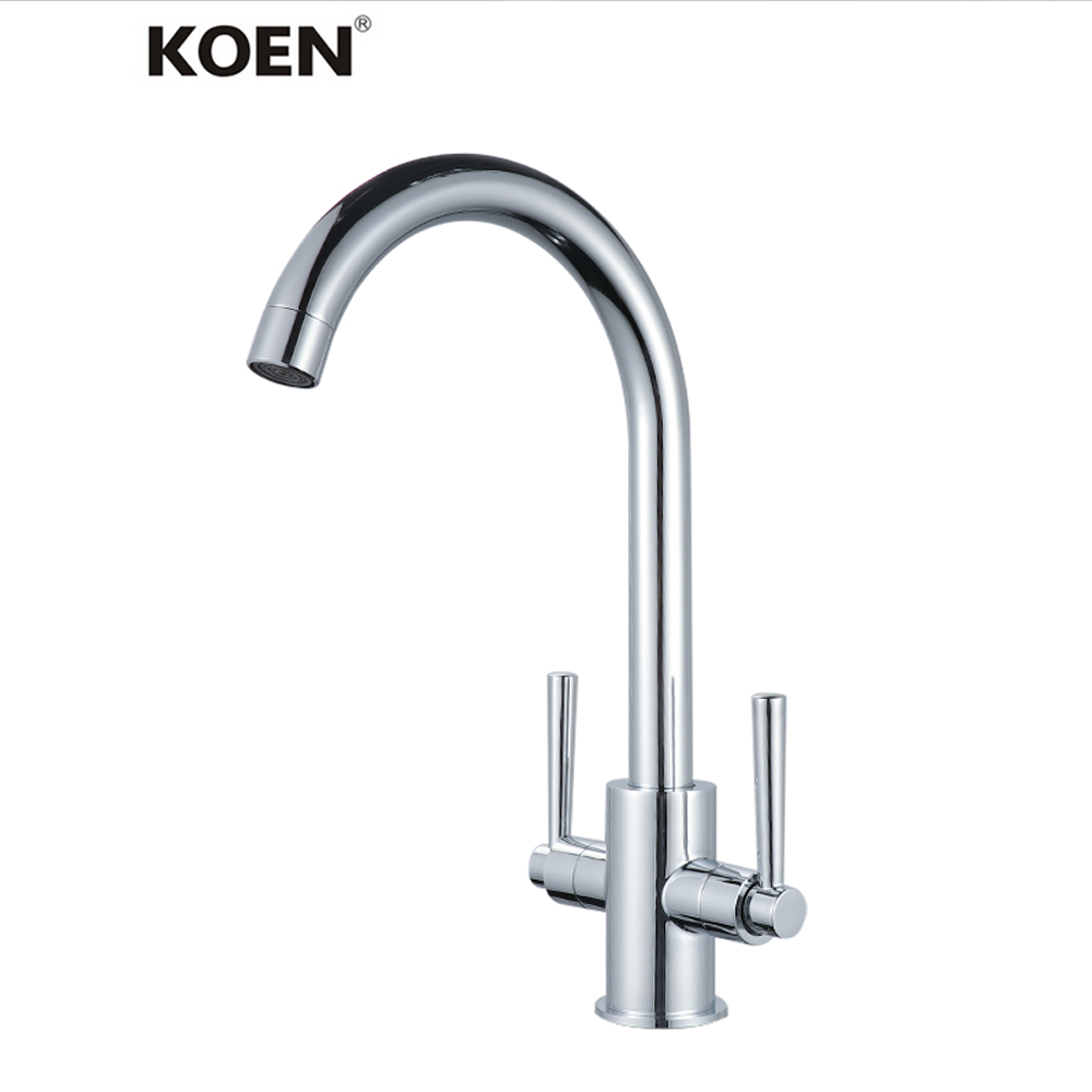 360 degree Rotatable Dual Handle Kitchen Faucet Hot & Cold Mixer Tap, High-Quality Flexible Sink Faucet for Modern Kitchens