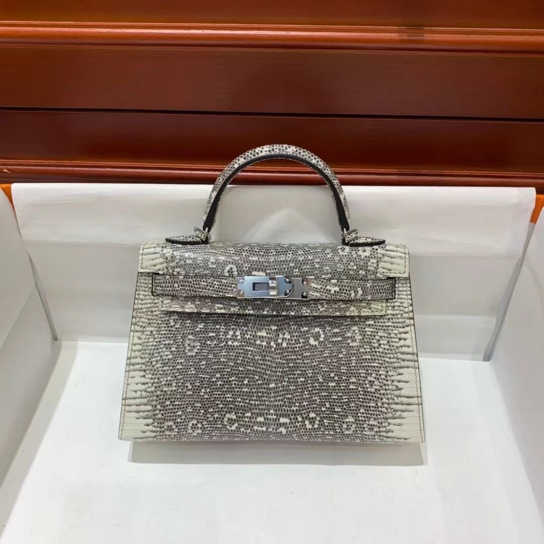 KL Mini Bag Snow Lizard skin luxury Coquiteness silver buckle ladies style oblique span handbag