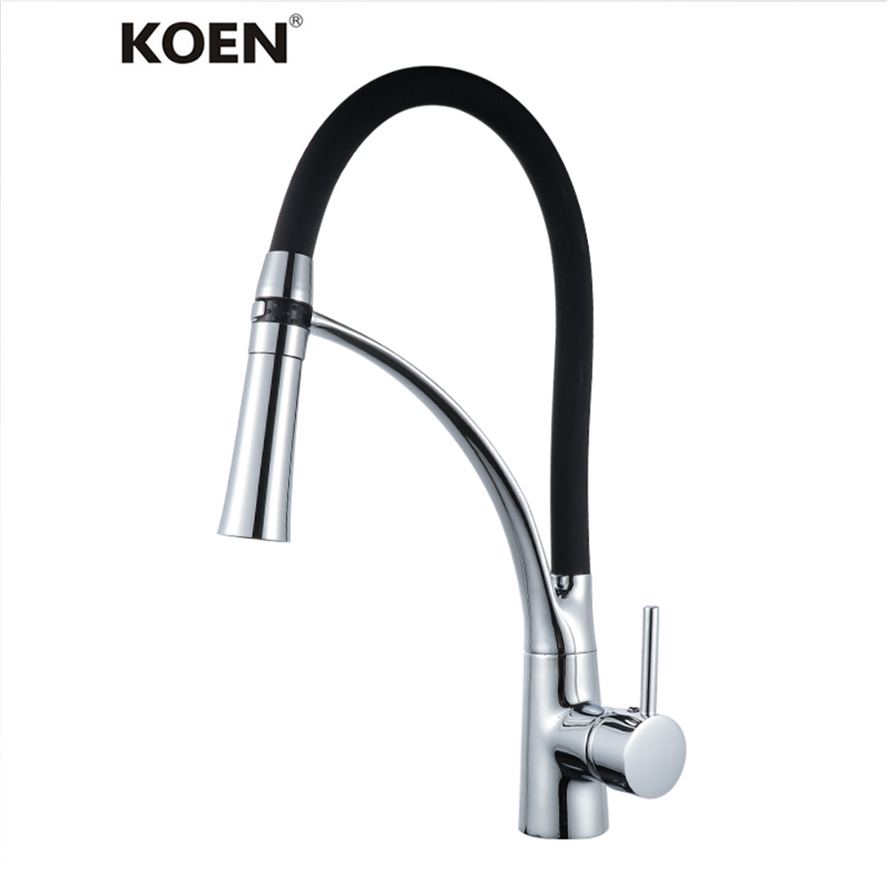 Hot Cold Water Kitchen Mixer Tap 360-degree Rotating Suitable For The Kitchen Single Lever Sink Mixer Pull Down Black Tap Chrome