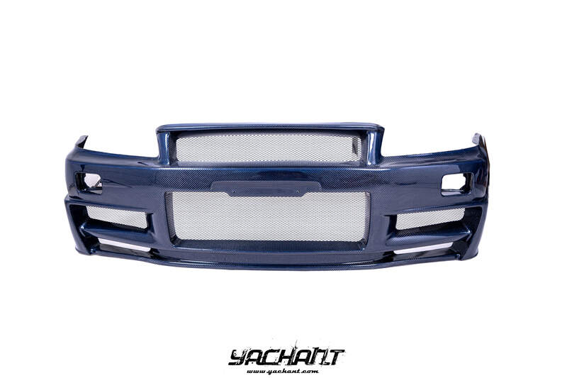 YCR34030BLCF 1999-2002 Nissan Skyline R34 GTR Nismo Z-Tune Style Front Bumper Blue Carbon Fiber (1).jpg