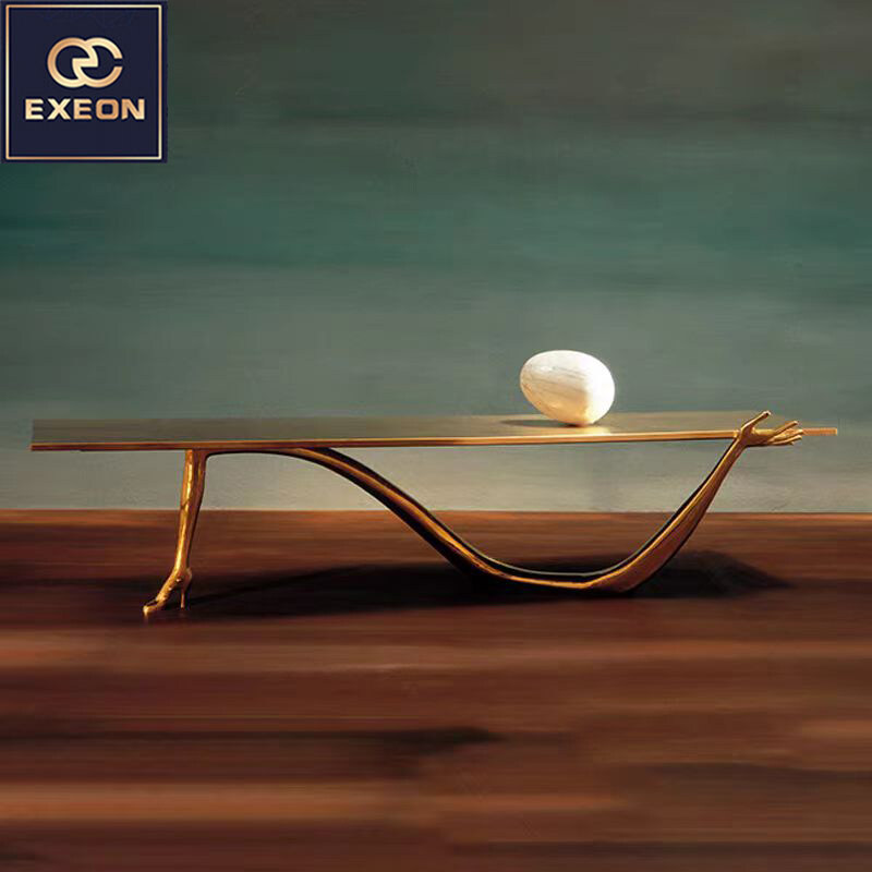 Luxury Italian light luxury furniture pure copper coffee table