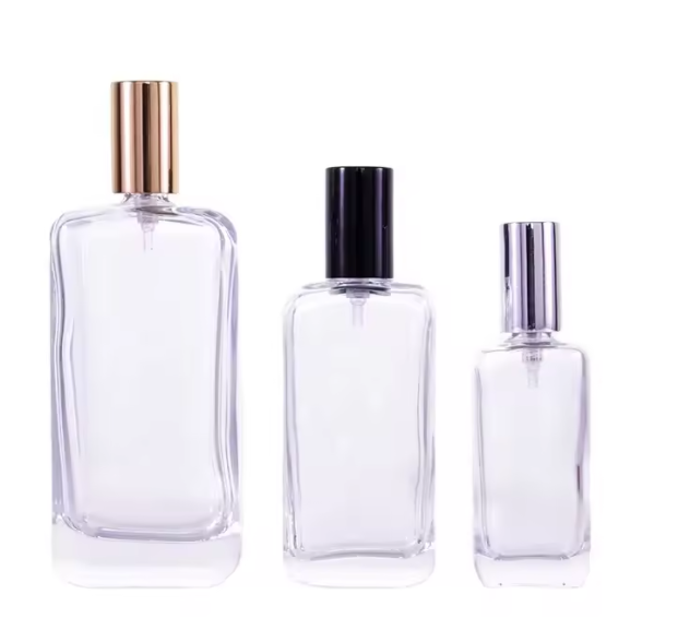 25, 50, 100ml Plating Matte Cap Luxury Empty Clear Glass Bottles for Perfume