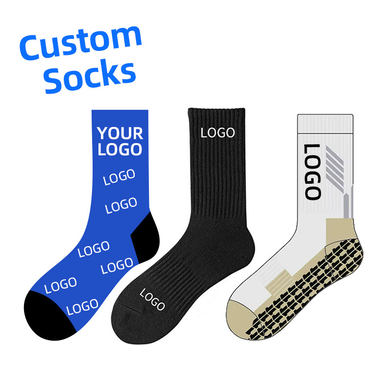 Customized Unisex 100% Cotton Sports Socks High Quality Professional Football Socks Personalized Logo Design Bottom/Clip/Side