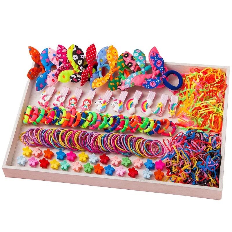 Wholesale Children's Hair Clips and Hair Ties Combo Set Baby Hair Side Clips Hair Accessories Girls Hair Rope Gift Box