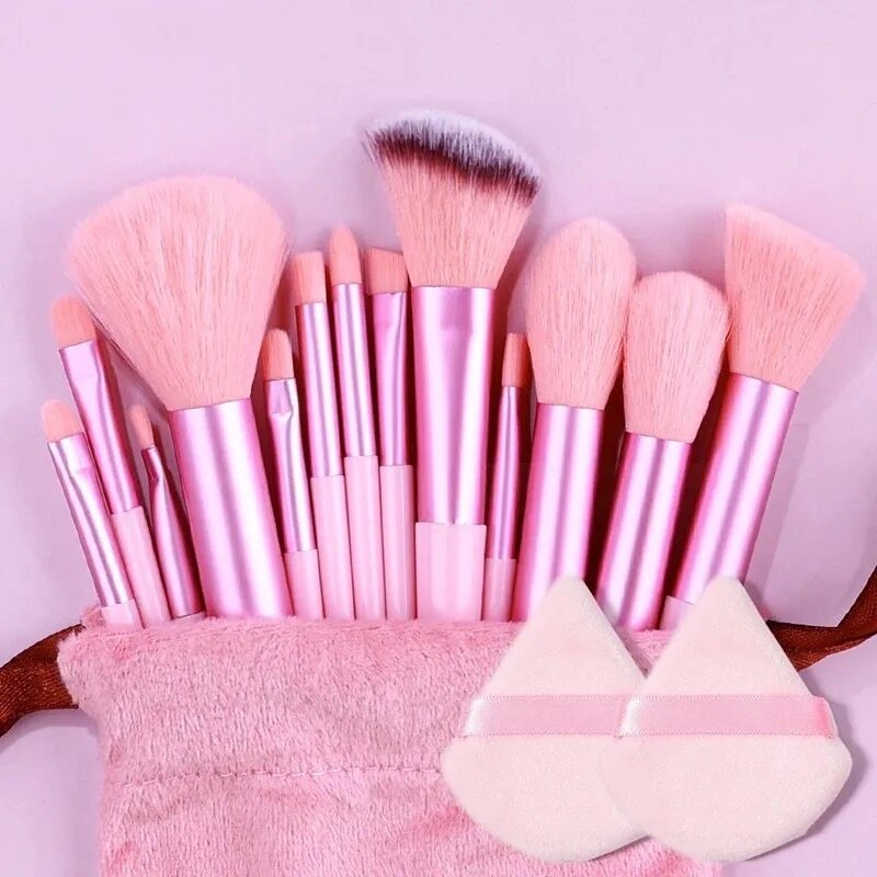 13-Piece Makeup Brush Set Professional Colorful Highlighter Pink Makeup Brush Set