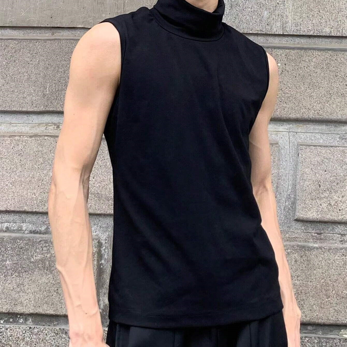 Manfinity Hypemode Men'S Solid Color Stand Collar Tank Top