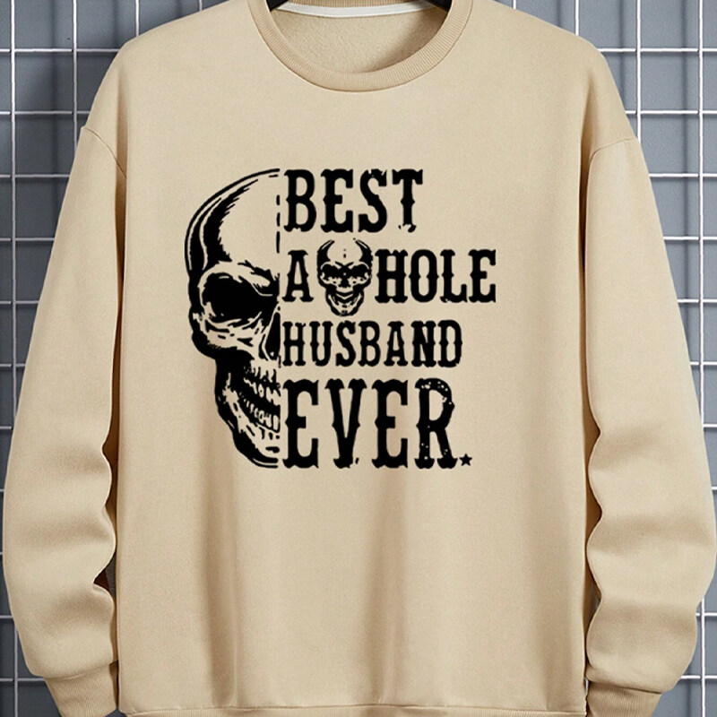 Men Slogan & Skull Print Pullover