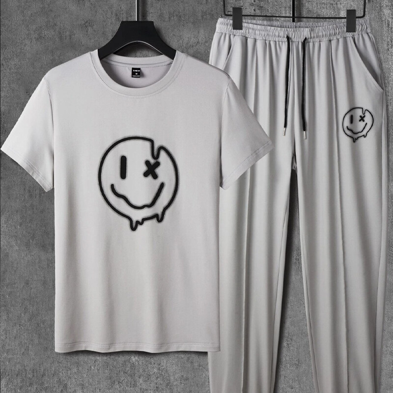 Manfinity LEGND Men Cartoon Graphic Tee & Drawstring Waist Sweatpants