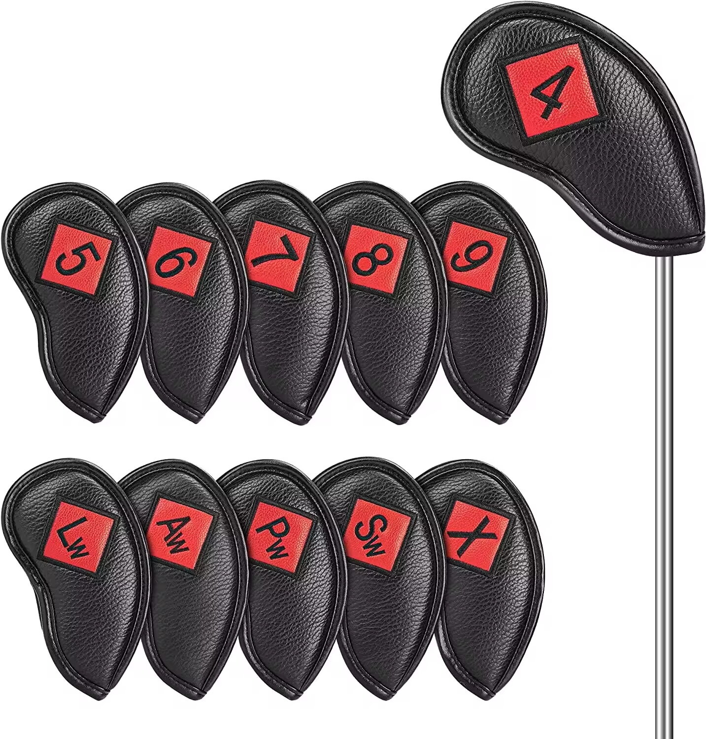 IR23 Golf Irons dek 11 stuks/stel Lychee Grain Waterproof Diamond Grid Club Cap Cover Club Head Protector ontploffing