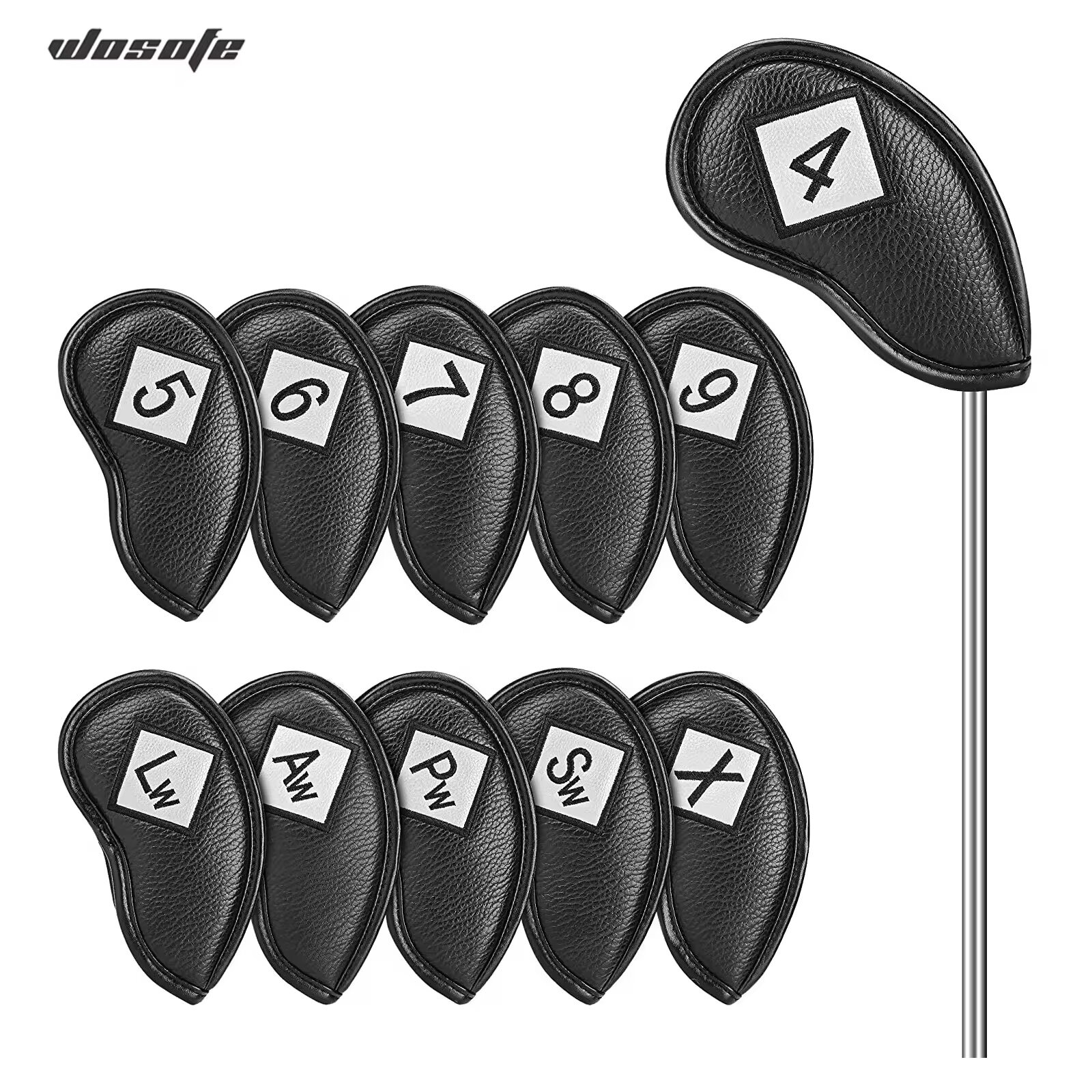 IR23 Golf Irons Cover 11pcs/set Lychee grain 방수 다이아몬드 그리드 클럽 캡 커버 클럽 헤드 보호기 폭발-코피