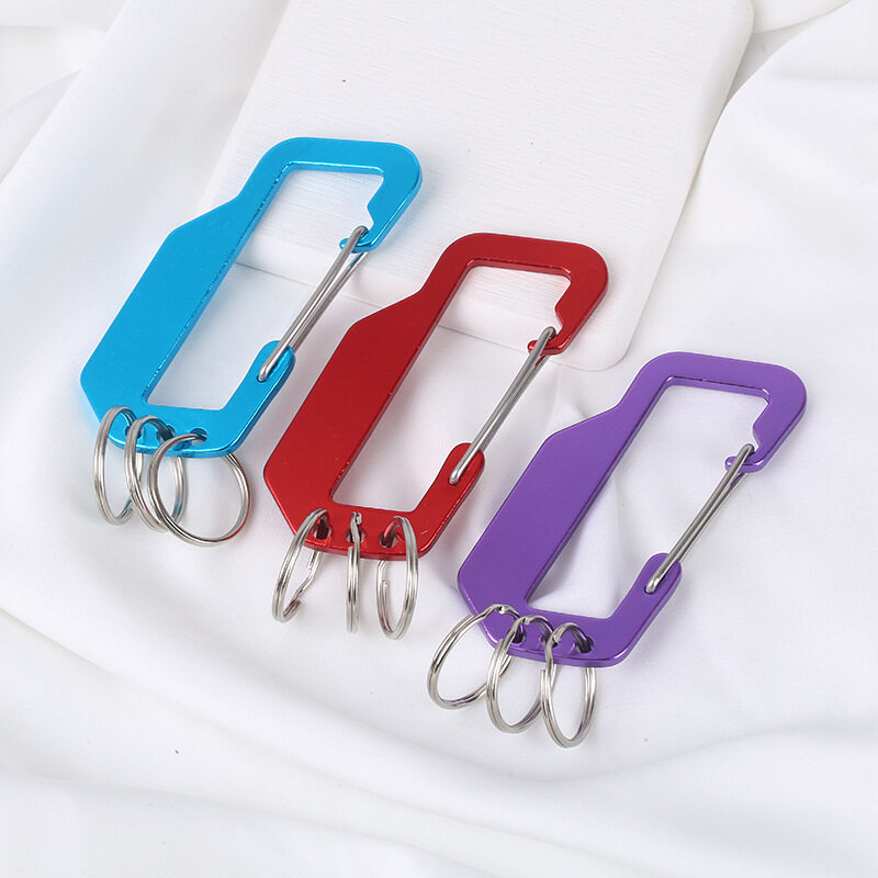 D-type aluminum alloy mountaineering buckle cartoon buckle three-hole keychain outdoor camping special-shaped luggage quick hook