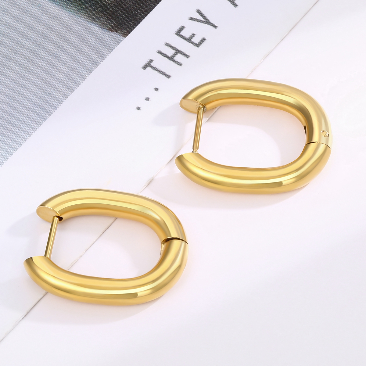 oval huggie earrings, mini hoop earrings, 18k gold plated huggie earrings