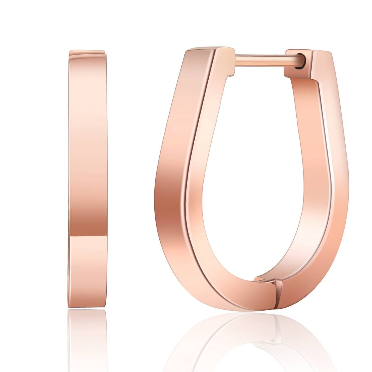 U Shape Geometric Hugggie Earrings - Rose Gold