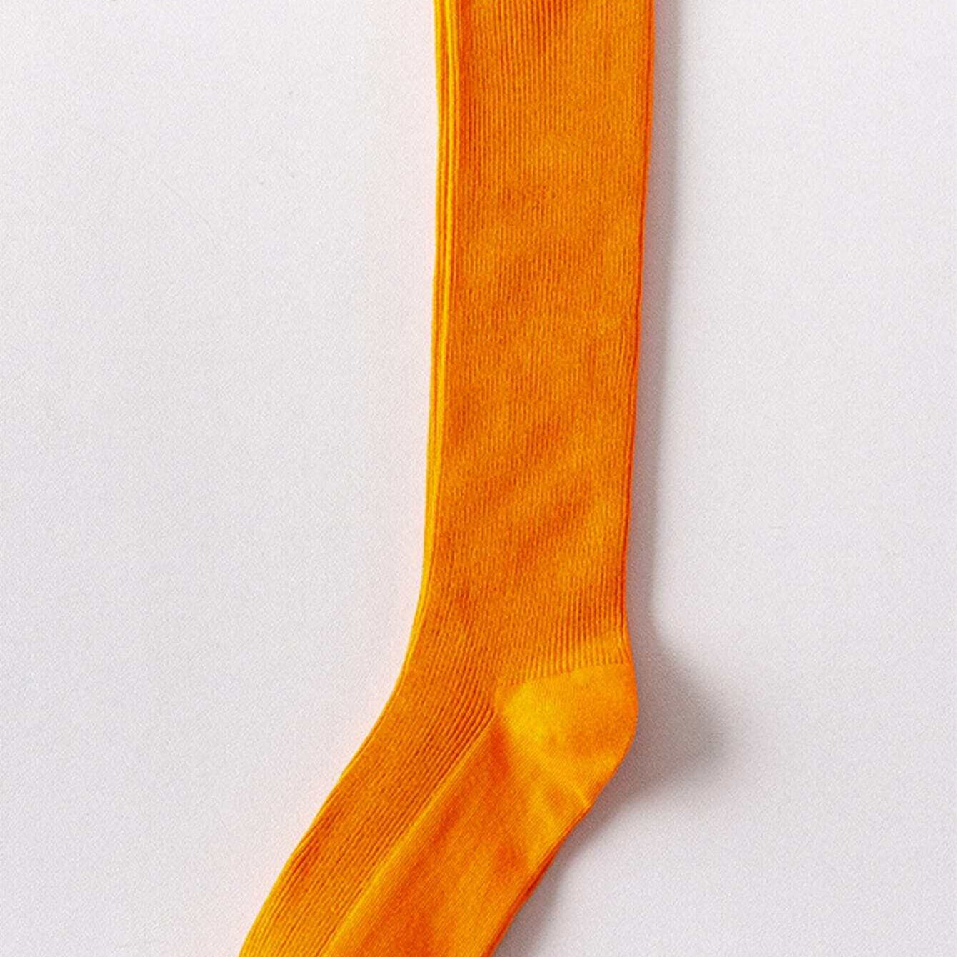 1Pair Women Orange Vintage Neon Colorful Long Socks Knee
