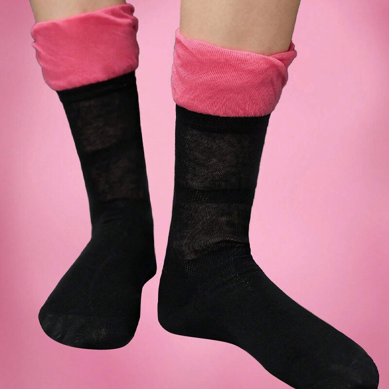 ROMWE Kawaii 1pair Women Two Tone Minimalist Crew Socks