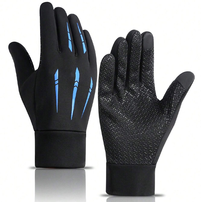 1pair Fleece Lined Waterproof Touchscreen Gloves For Men & Women