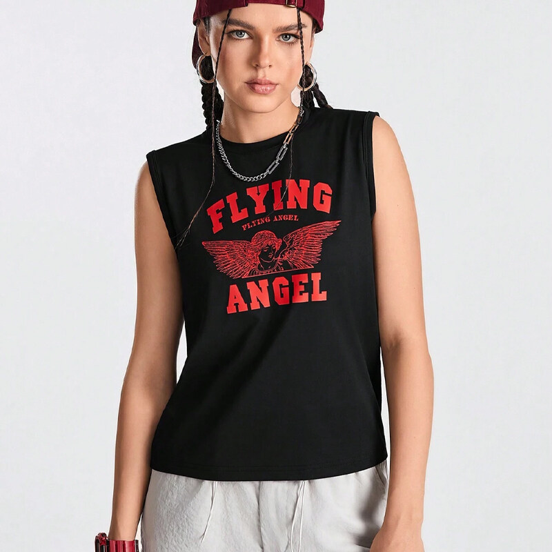 Sport Streetz Wings & Letter Printed Summer Sports Tank Top