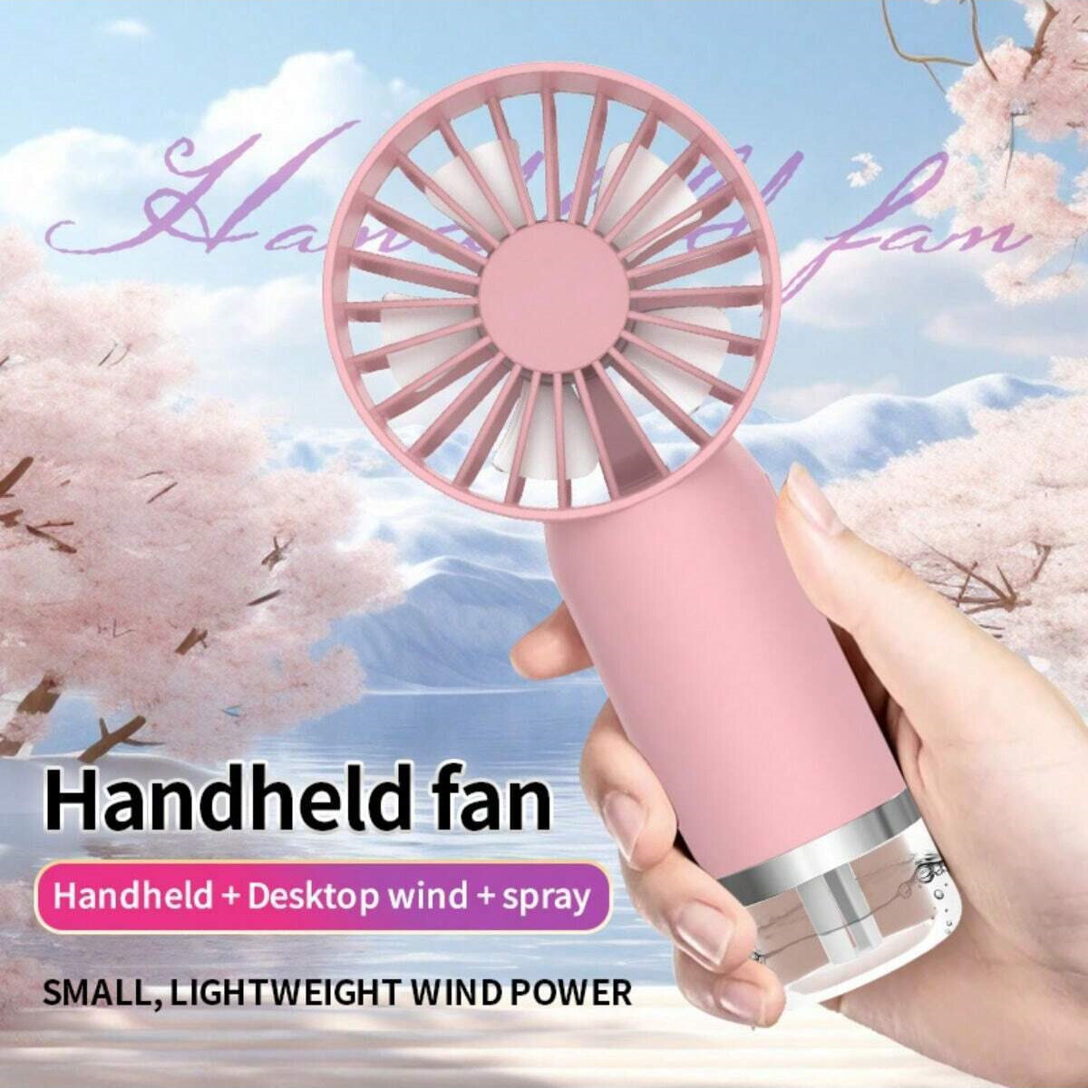 Portable Handheld Fan , 2-In-1 Rechargeable Fan