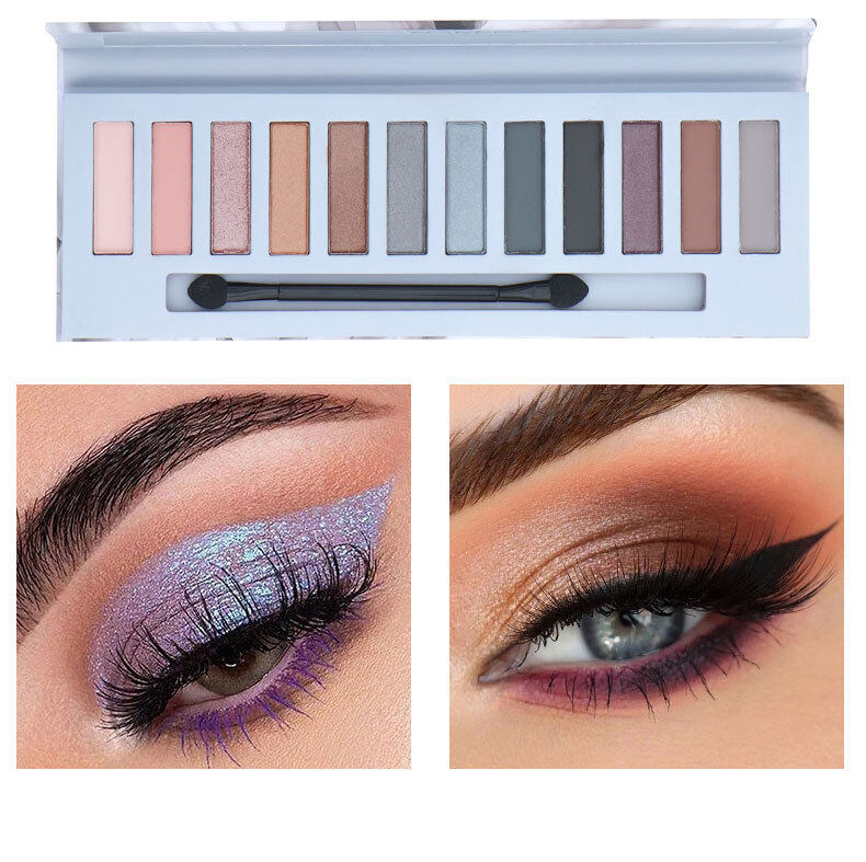 12-color cold gray smoky makeup eyeshadow pearlescent matte large ground color eyeshadow plate