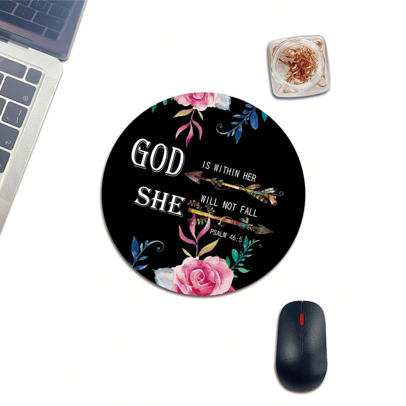 Round Rubber Mouse Pad With Flower Pattern