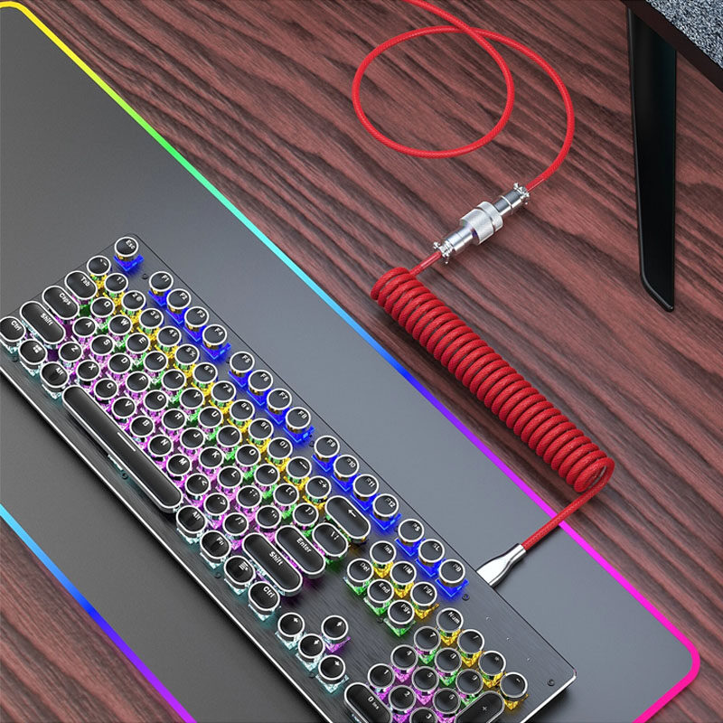 Mechanical Keyboard Cable Coiled Type-C