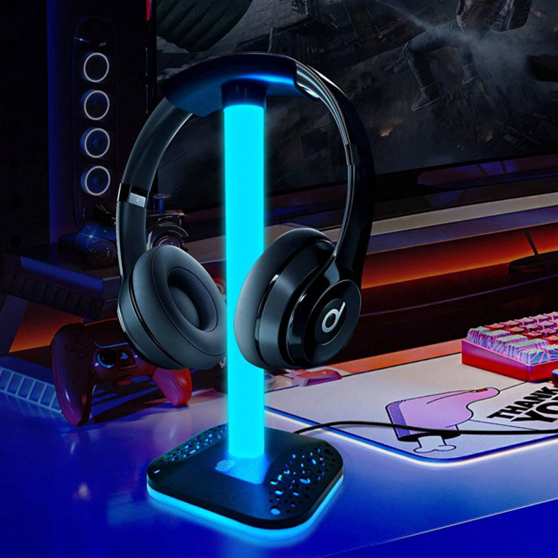 Rgb Colored Headphone Stand With Hook