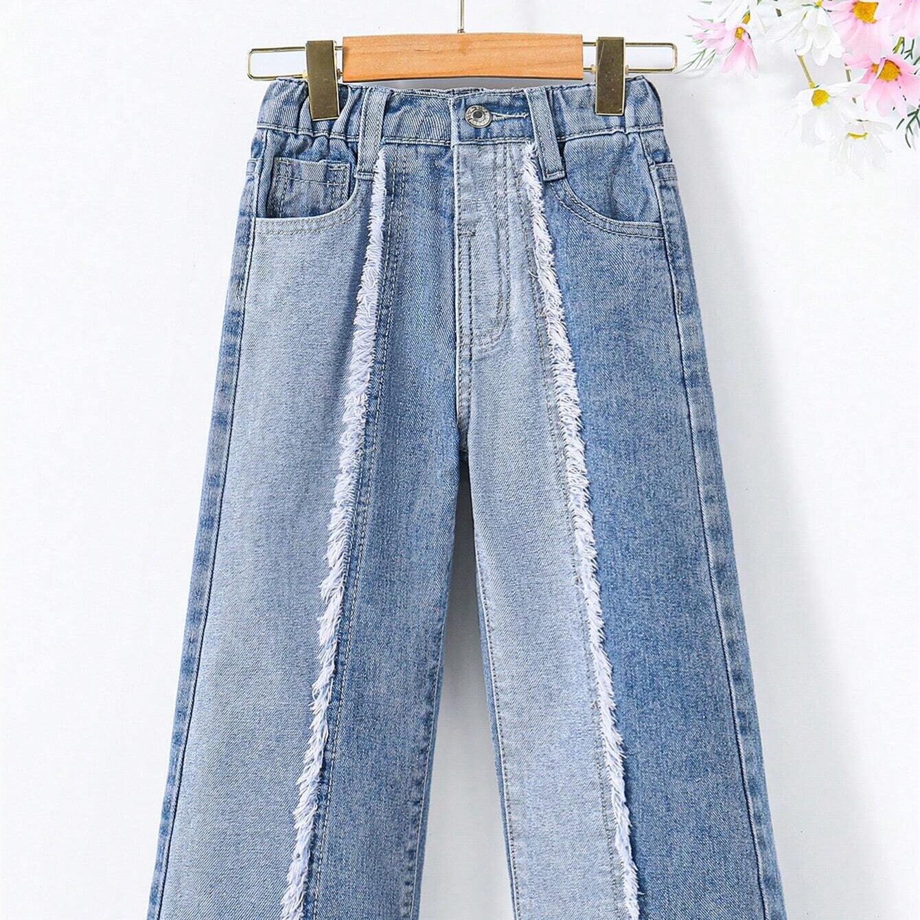 Young Girl Raw Trim Straight Leg Jeans