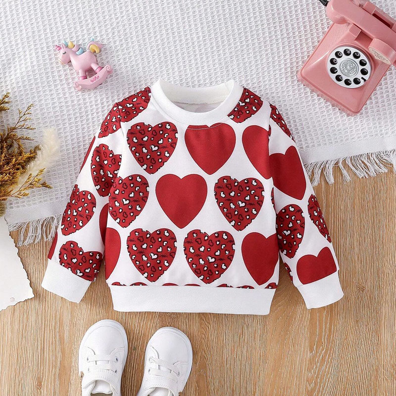 Baby Girl Heart Print Sweatshirt