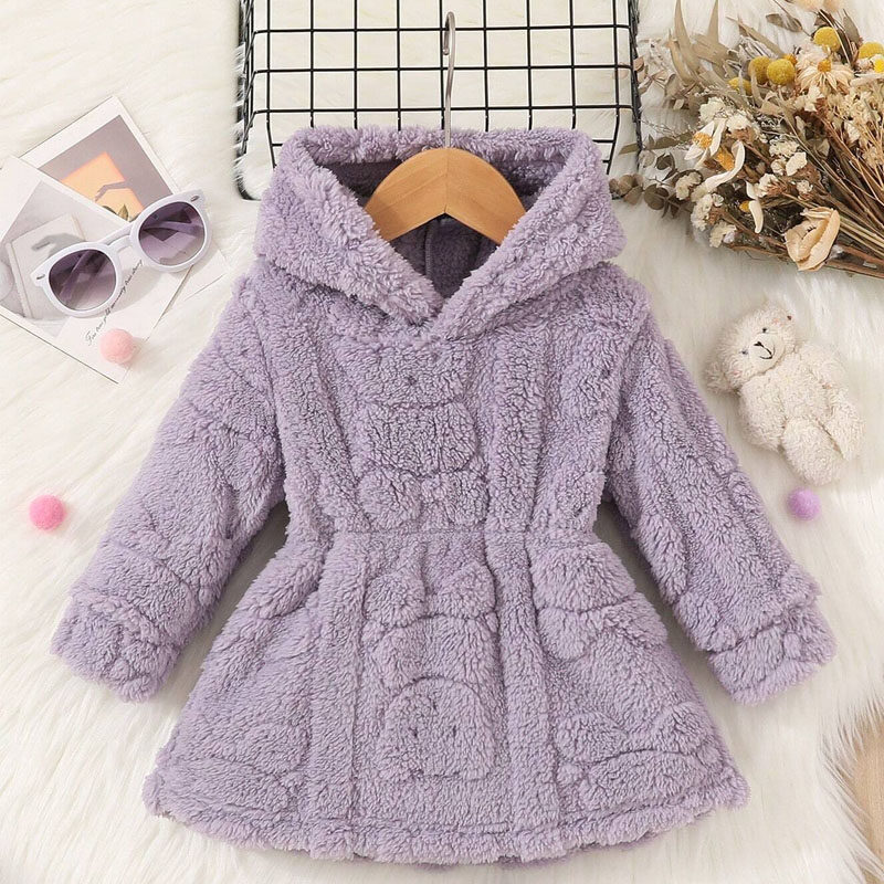 Baby Girls' Casual Cute Hooded Plush Dress