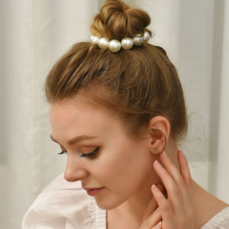 Faux Pearl Beaded Hair Tie