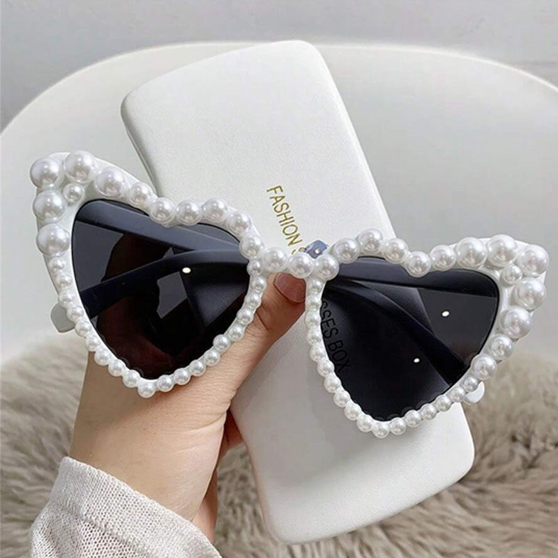 European And American Large Party Ins Pearl Inlay Sunglasses Women