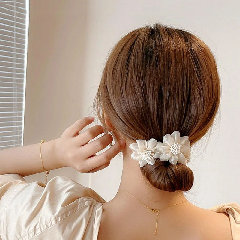 1pc Women Flower Decor Fashionable Hair Tie Twister Clamp