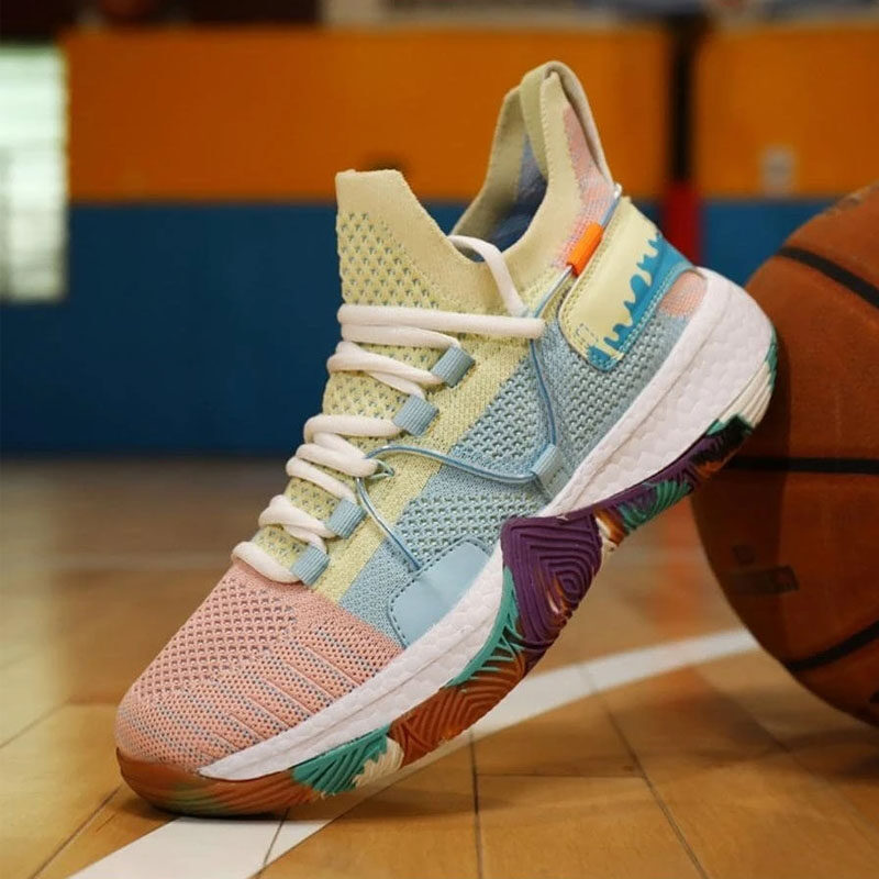 Men Colorblock Lace-up Sport Outdoor Canvas Basketball Shoes