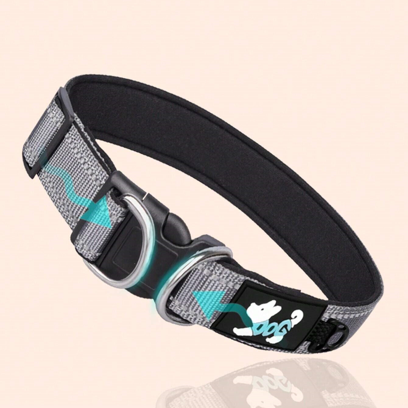 1pc Soft Comfortable Reflective Fabric Dog Collar With Bell