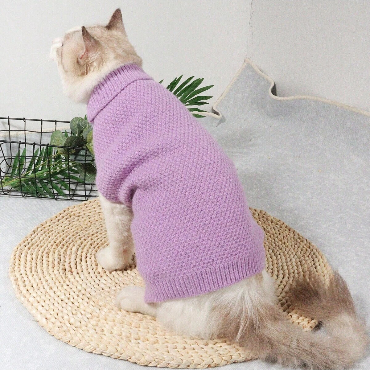 1pc Multicolor Round Neck Knitted Pet Sweater