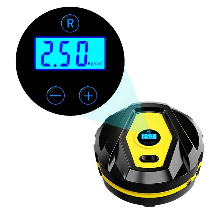 Round Digital Display Inflatable Pump - Yellow