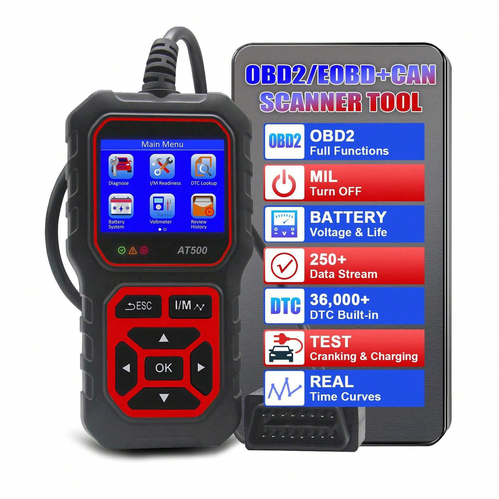 Obd2 Car Code Scanner Voltmeter Engine Fault Diagnostic Scanner