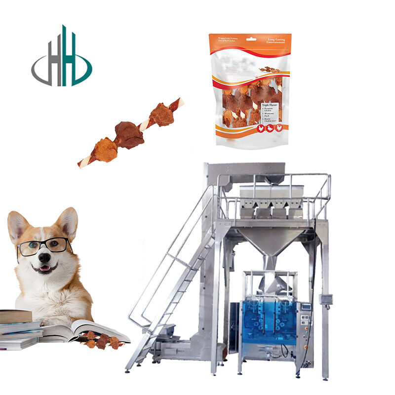 Pet Food Üçlü Aromalı Ham Hide Kabobs Köpekler için Çok Kartı Granül Tartım Sistemi Ambalaj Makinesi