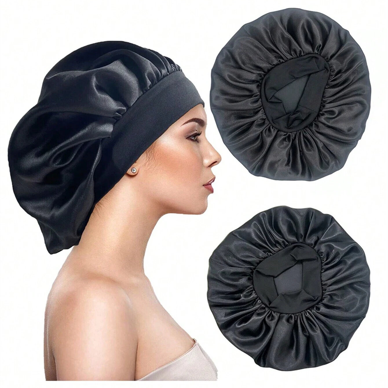 2Pcs Silk Bonnet for Sleeping, Satin Hair Bonnets