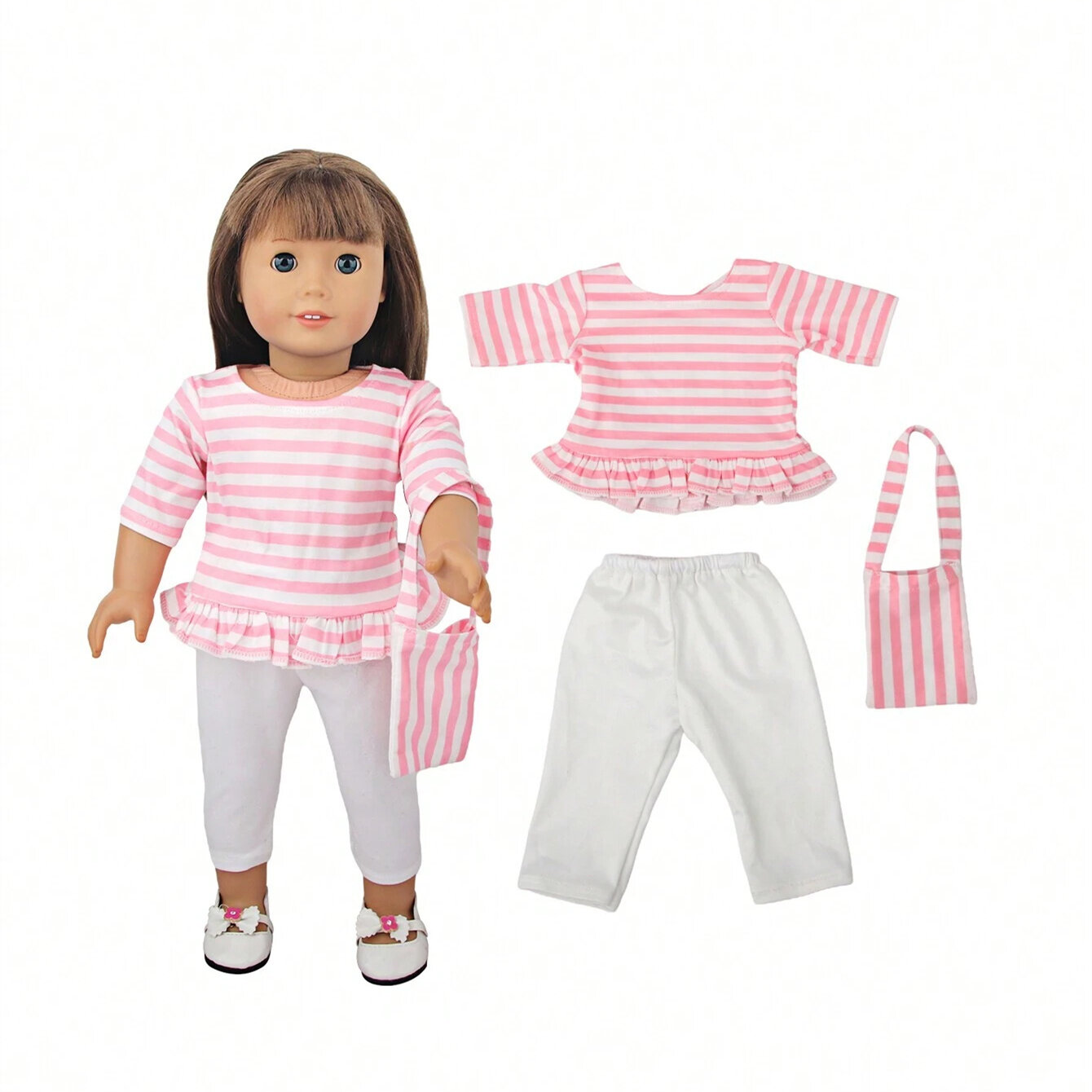 1pc 18-Inch Doll Clothing Pink Stripe Outfit