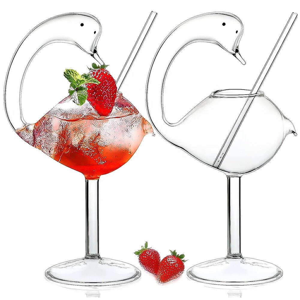 Creative Martini Wine Glass Unique Margarita Goblet 6oz Swan Shape Cocktail Glasses