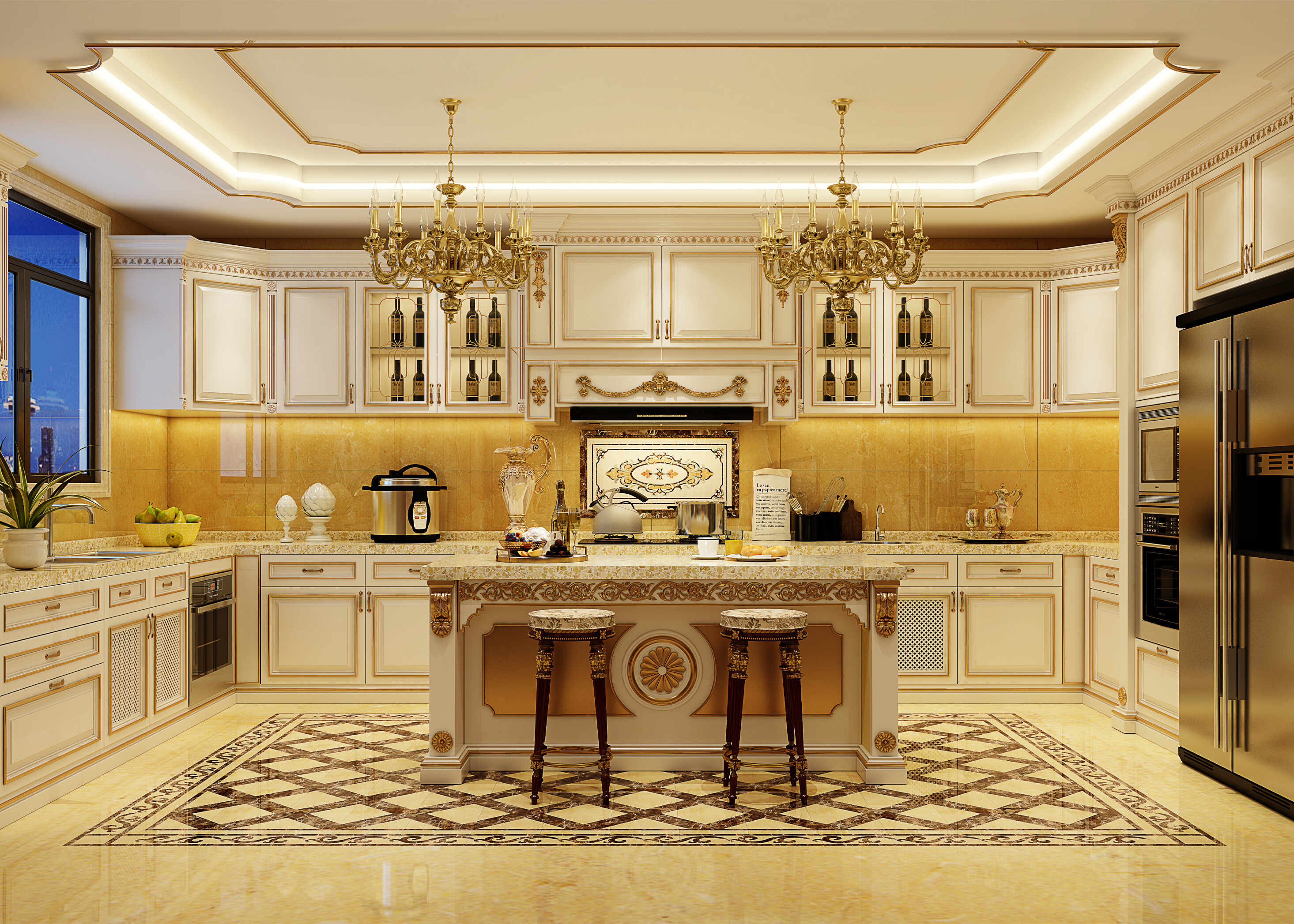 Classic modern bar designer island custom apartment hotel villa kitchen island