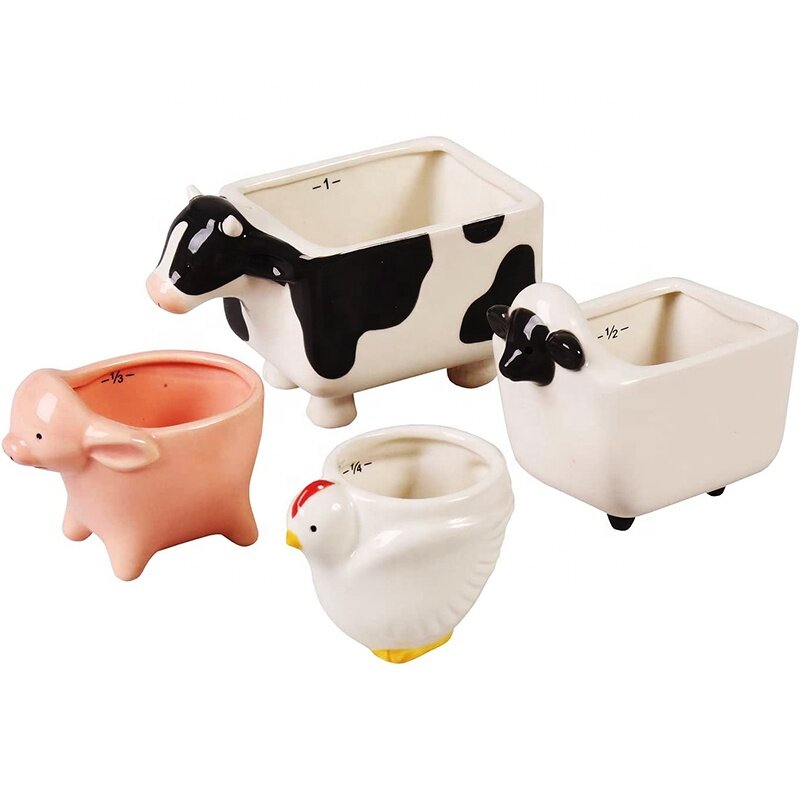 ceramic pet animal shaped mixing bowls measuring cups custom cooking measuring cup set