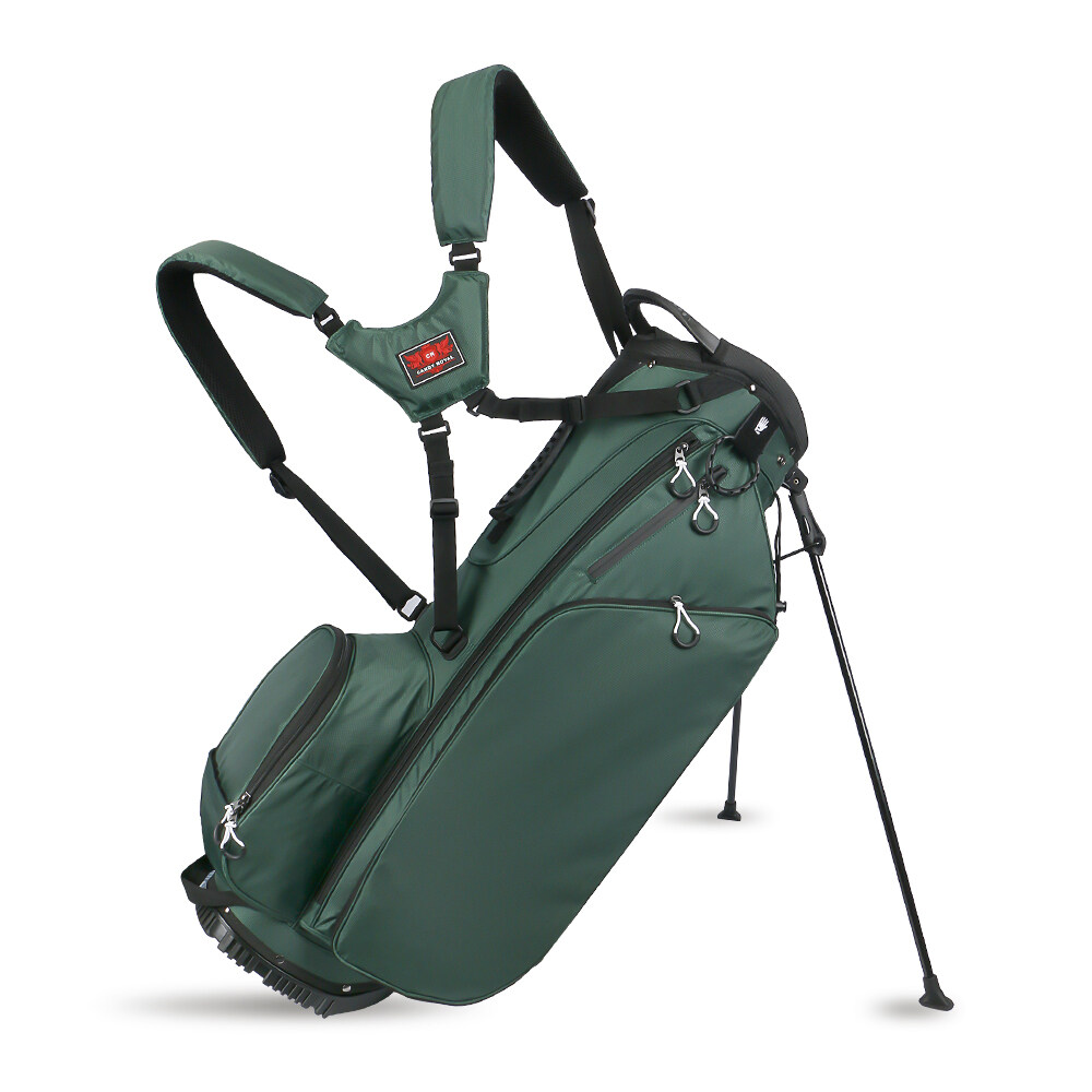 JB02 Simple portátil personalizado impermeable doble correa verde nylon golf back back bag estante