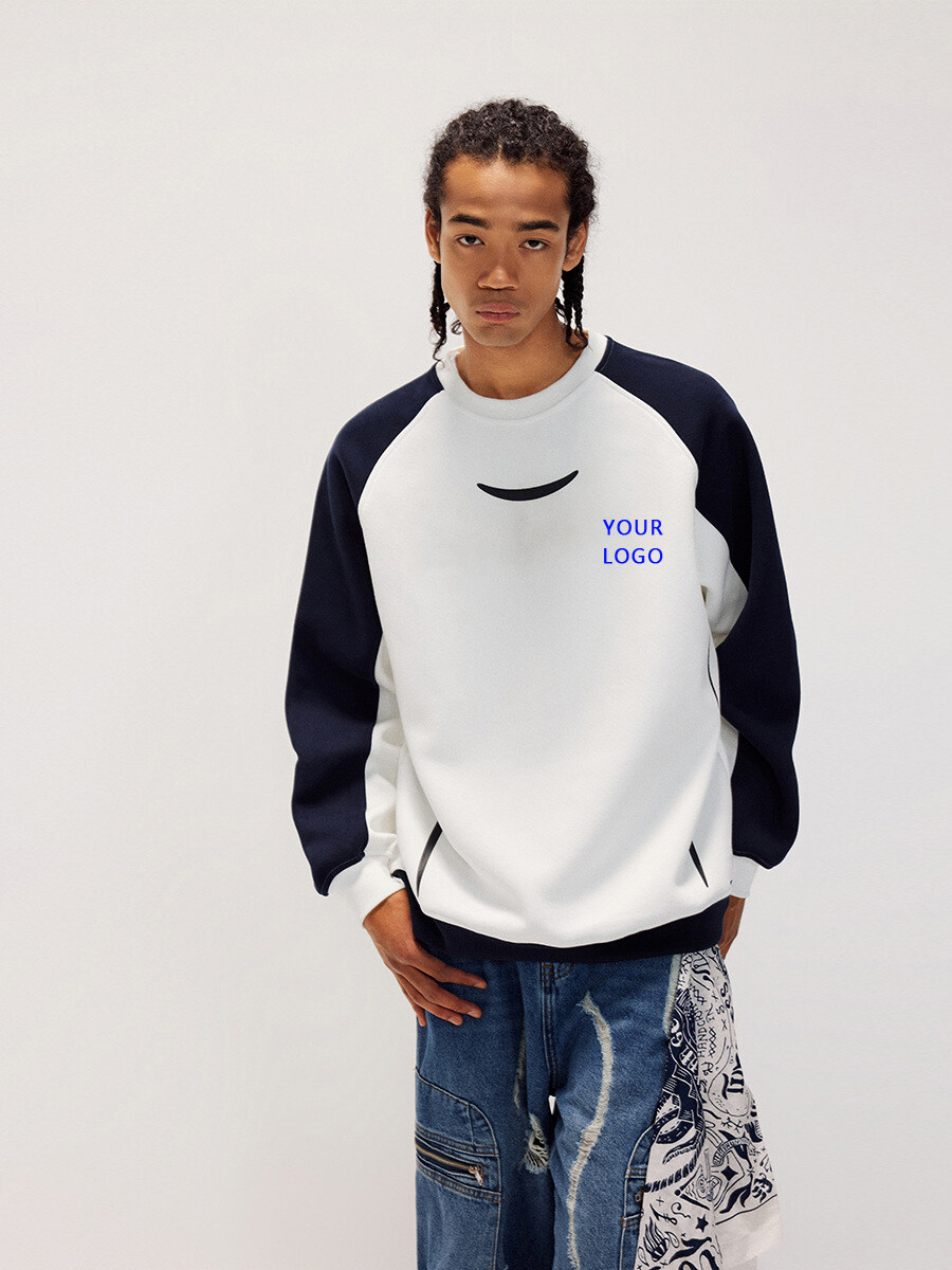 Cotton Oversized Color Block Pullover Crewneck Custom Logo Football Sweatshirts