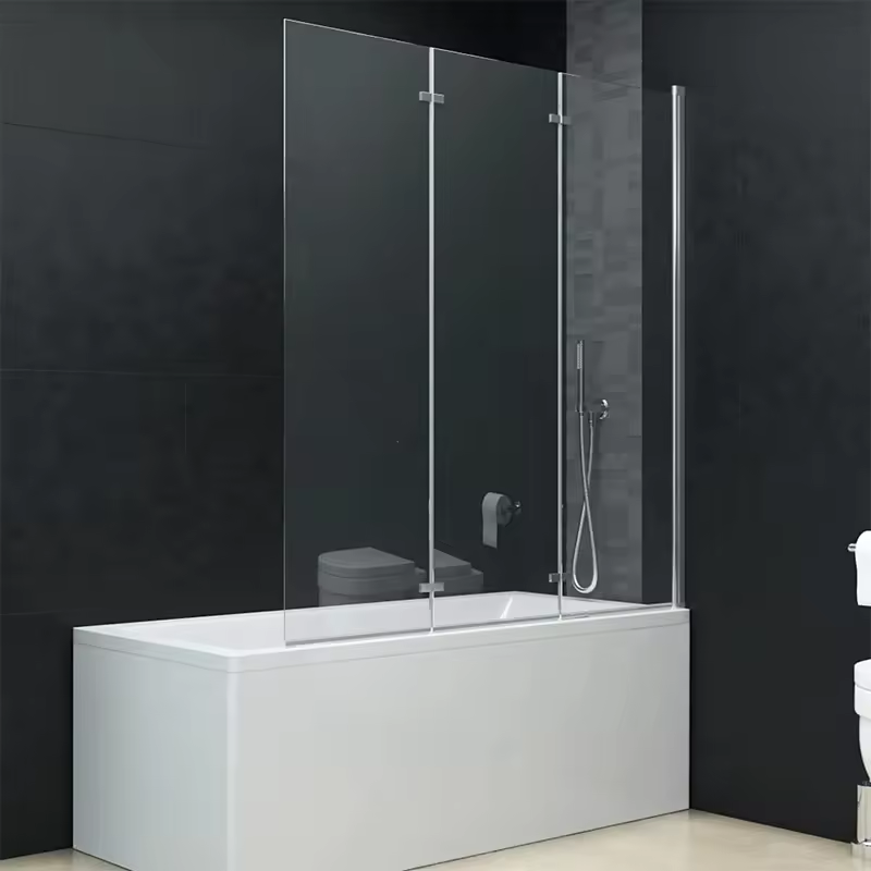 Hot Sale Factory Price Custom Folding Frameless Tempered Glass Bathtub Pivot Shower Door, Bathtub Shower Screen