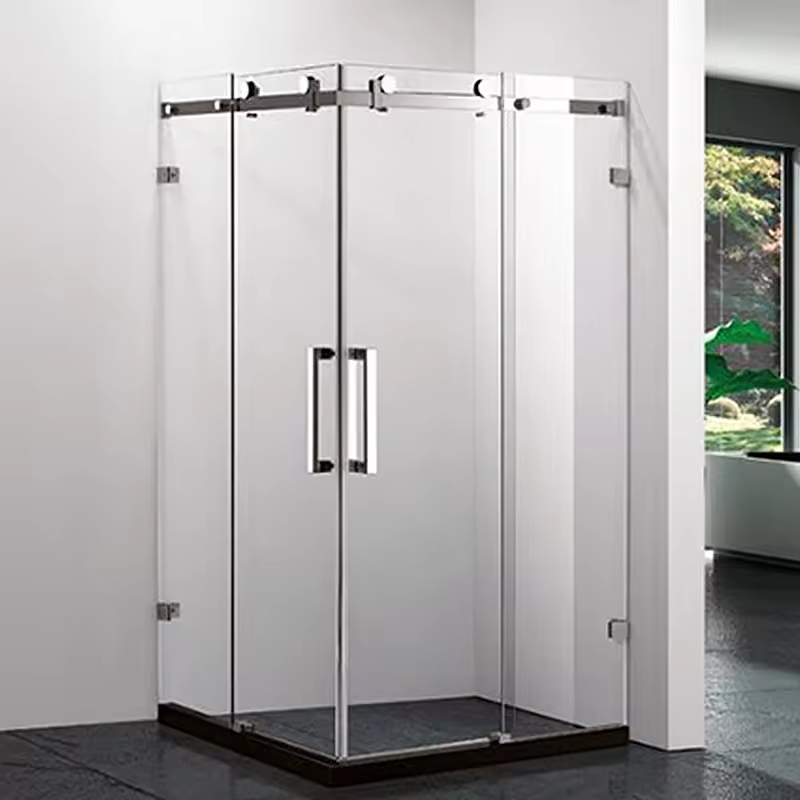 Tempered glass shower room, hotel sliding shower door, stainless steel aluminum