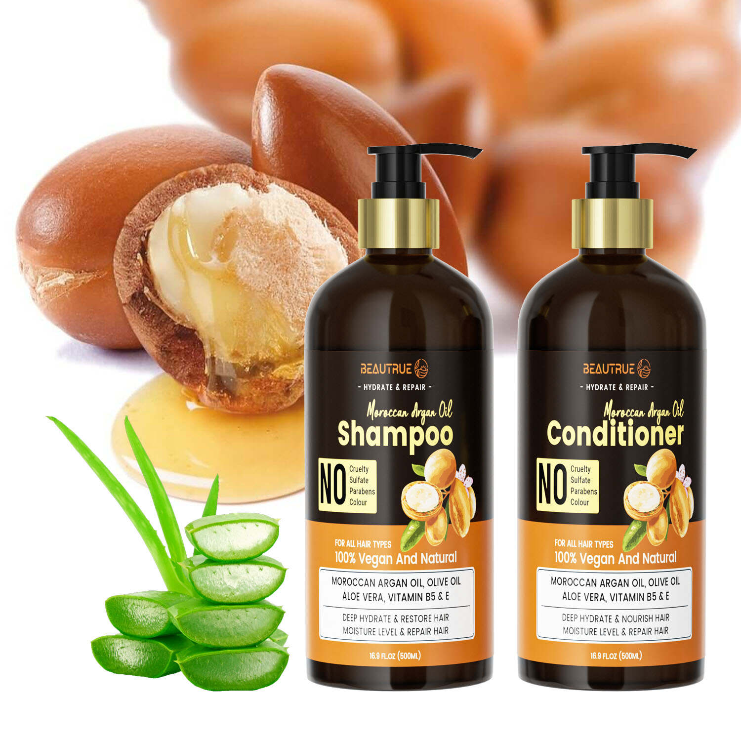 YOUR LOGO Argan Oil Shampoo and Conditioner Set Sulfate-Free Formula with Nourishing Moroccan Oil and Keratin for All Hair